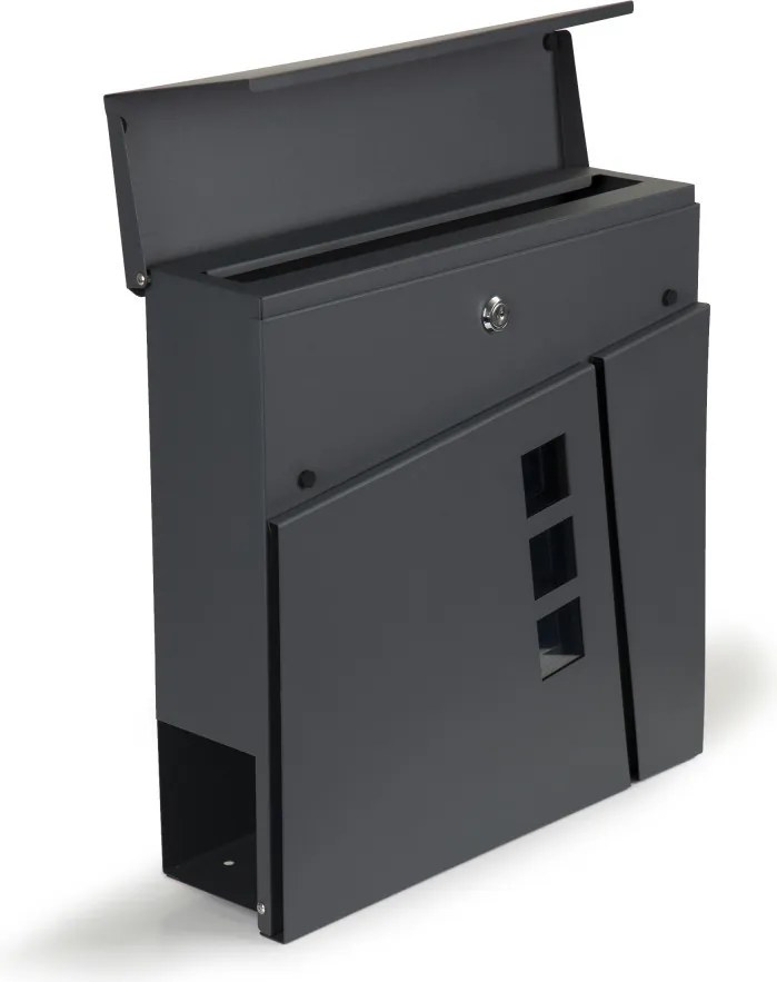 Cutie poștală din oțel galvanizat cu suport pentru ziare antracit