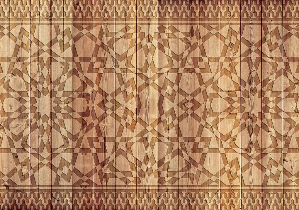 Fototapet - Ornament pentru scănduri din lemn (152,5x104 cm)