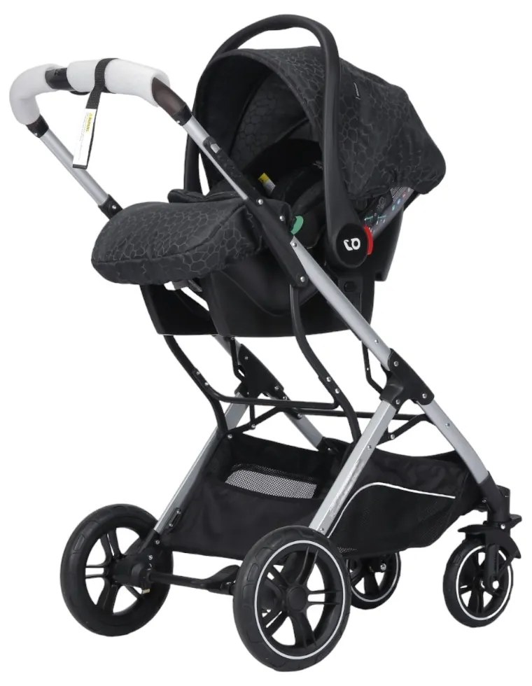 Carucior nou nascuti 3 in 1 NOVOKIDS™ H3100 series, Cu geanta bebe, Cadru Aluminiu, Amortizoare, Roti din cauciuc plin AVE, Landou, Scoica auto,