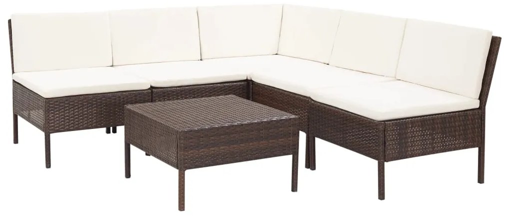 48935 vidaXL Set mobilier de grădină cu perne, 6 piese, maro, poliratan