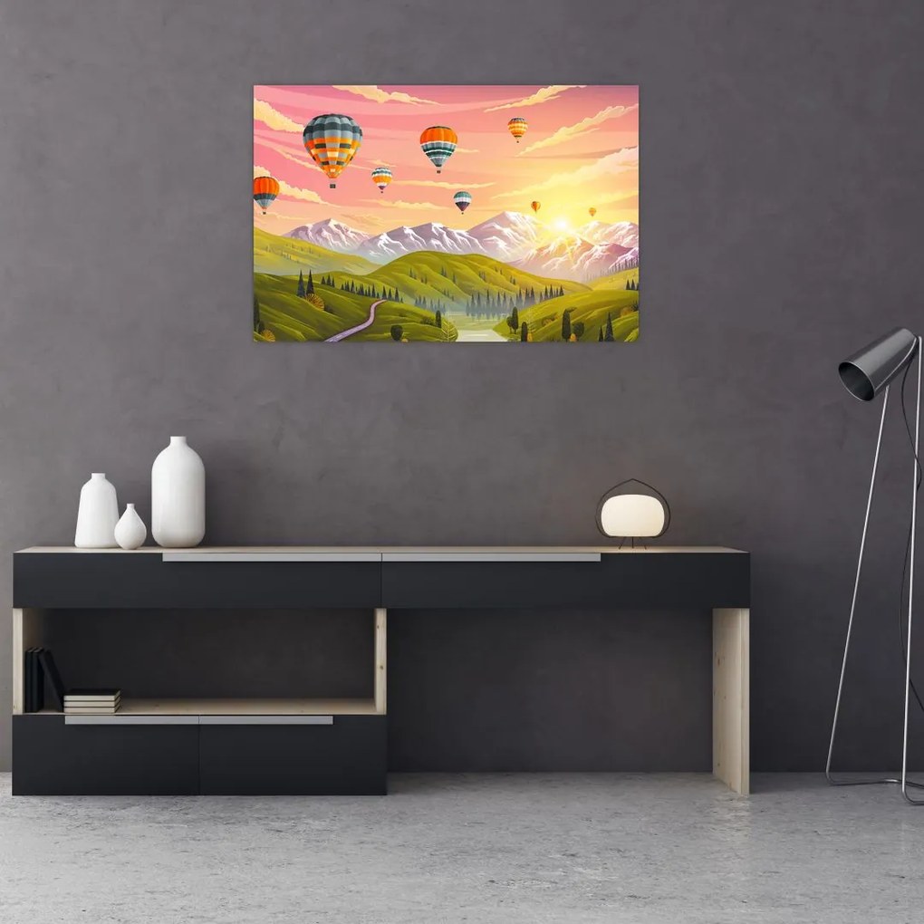 Tablou - Baloane deasupra unui peisaj (90x60 cm)