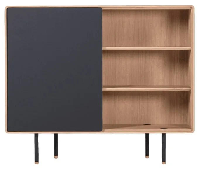 Comodă neagră/în culoare naturală joasă din lemn de stejar 118x100 cm Fina – Gazzda