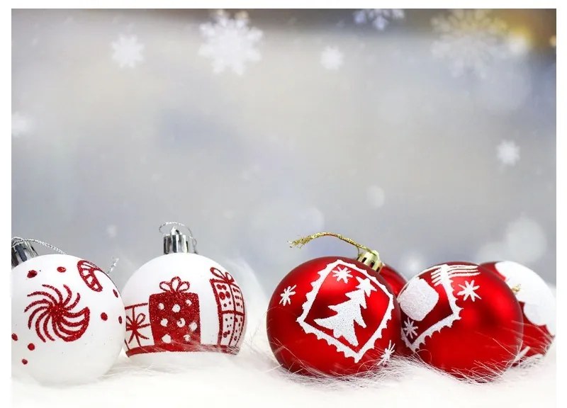 Set decoratiuni de Craciun RED&WHITE rosu-alb, 16 bucati