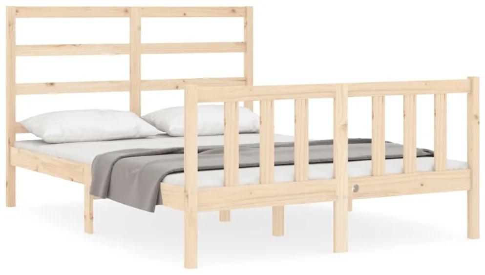 3191886 vidaXL Cadru de pat cu tăblie, 140x190 cm, lemn masiv