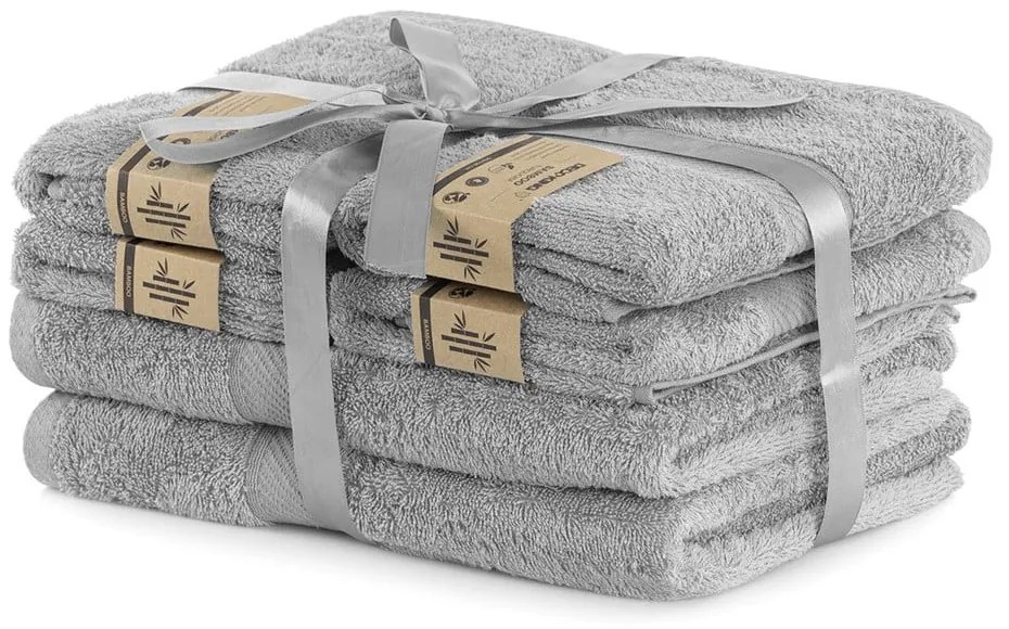 Prosoape de baie gri 6 buc. din amestec de bambus din frotir Bamby – DecoKing