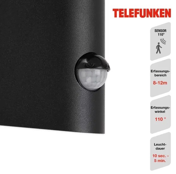 Aplică LED de exterior cu senzor Telefunken 312505TF LED/10W/230V IP44