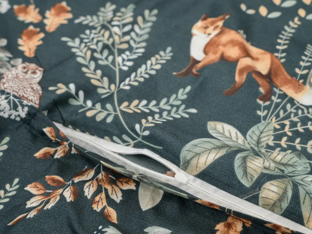 Lenjerie de pat din microfibra THE FOX AND THE HARE verde inchis Dimensiune lenjerie de pat: 2 buc 70 x 90 cm | 200 x 220 cm