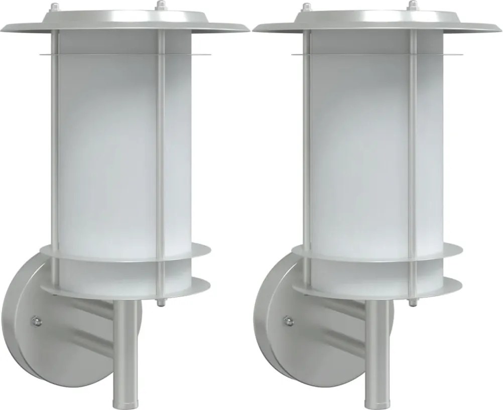 vidaXL Corpuri de iluminat exterior de perete 2 buc argintiu oțel inox