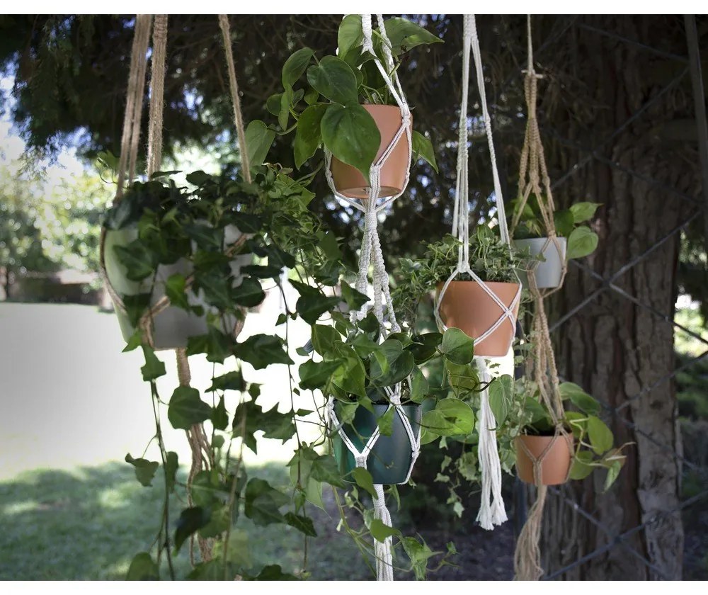 Suport suspendat pentru ghiveci de flori din material textil ø 10 cm (înălțime 120 cm) Macramé – Artevasi