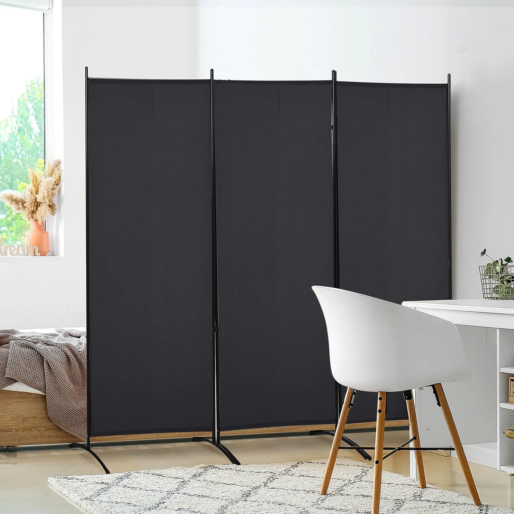 HOMCOM Paravan interior cu 3 panouri, separeu pliabil pentru spatii din metal si poliester, 253x50x182cm, bej | Aosom Romania