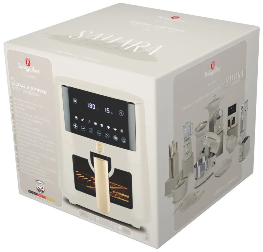 RESIGILAT - Friteuza aer cald capacitate mare 8 l, airfryer Sahara Berlinger Haus BH 9607