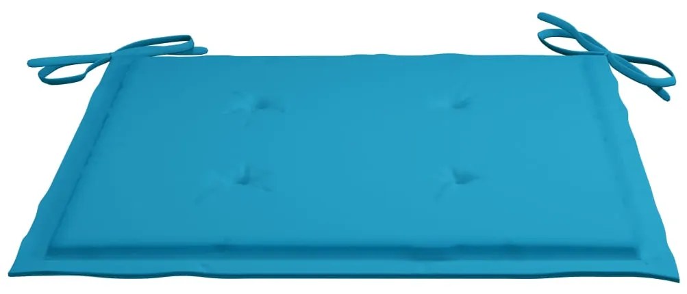 Scaune gradina cu perne albastre, 2 buc., lemn masiv de tec 2, Albastru
