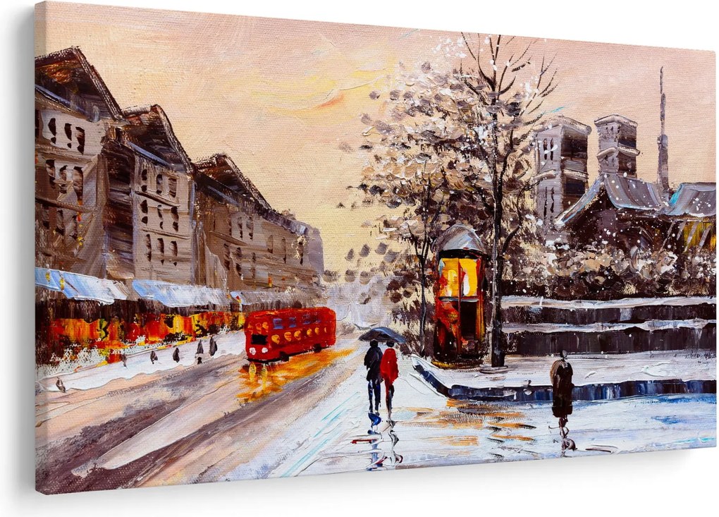 Tablou - Pictură oraș iarna (90x60 cm)