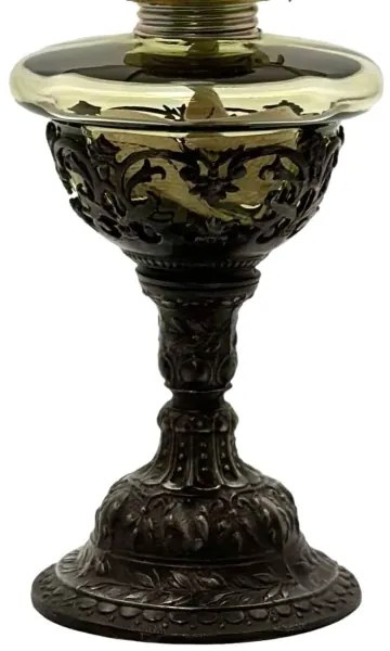 Lampă cu petrol RŮŽENA 50 cm verde pădure decorată cu cositor