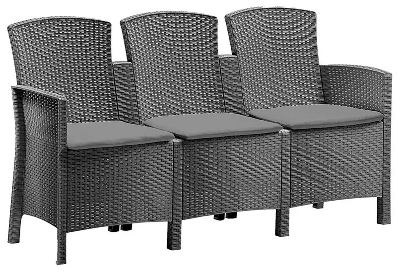 Canapea de grădină Lima cu 3 locuri, grafit