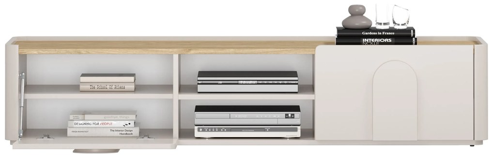 Comodă TV Amilio 170 cm - cashmere / stejar uleiat / mânere cashmere