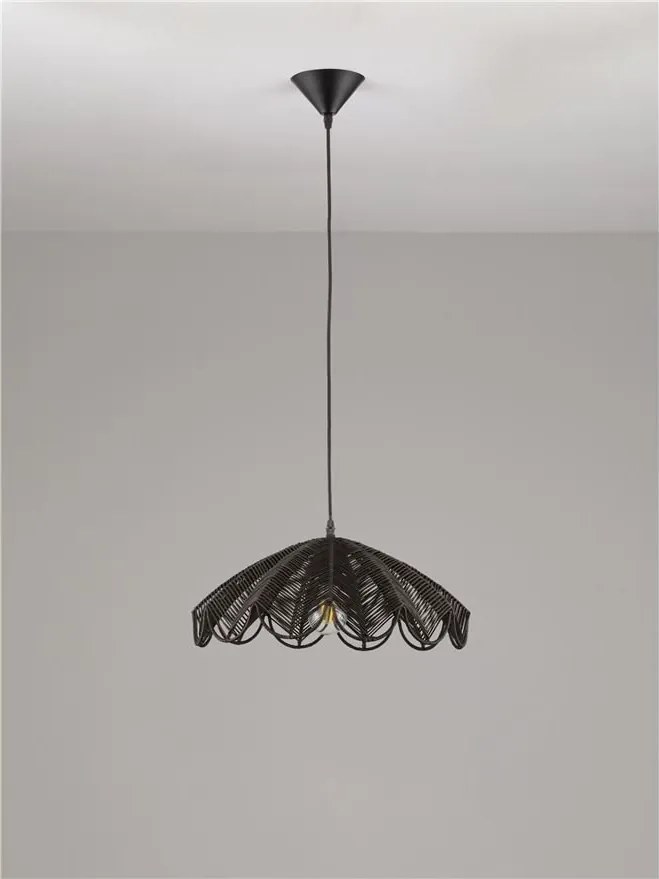 Lustra suspendata stil natural ratan negru FLARE