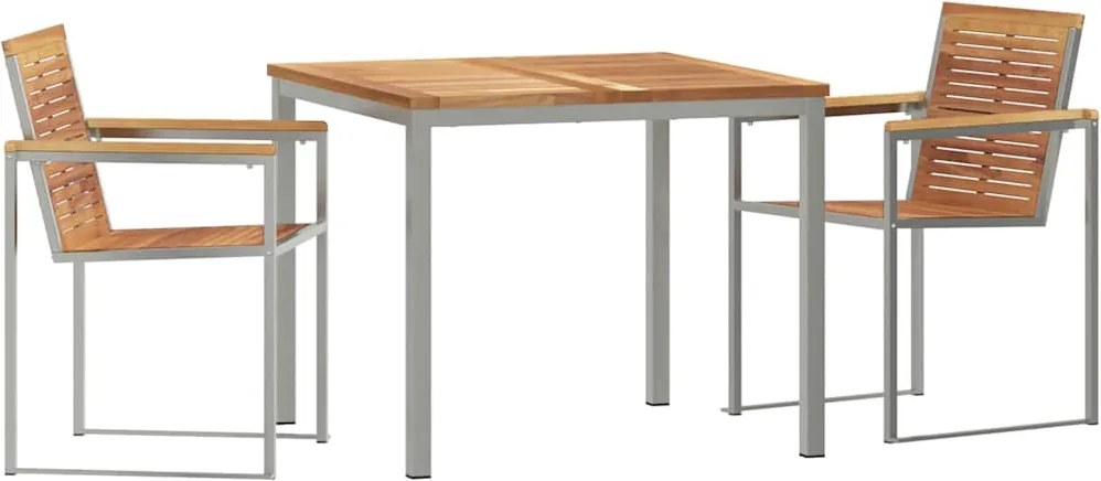 vidaXL Set de masă pentru grădină 3 pcs Maro Lemn solid de tec