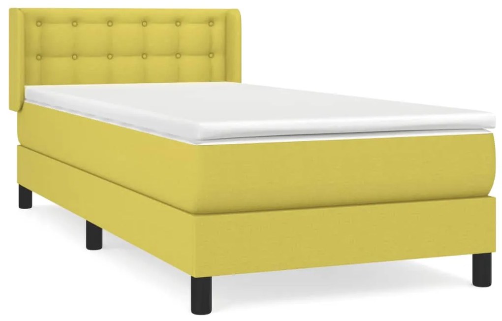 3129992 vidaXL Pat box spring cu saltea, verde, 80x200 cm, textil
