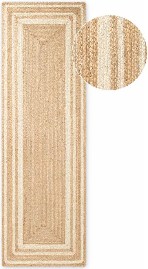 Covor tip traversă crem/în culoare naturală reversibil/țesut manual din iută 70x200 cm Jutta – Hanse Home