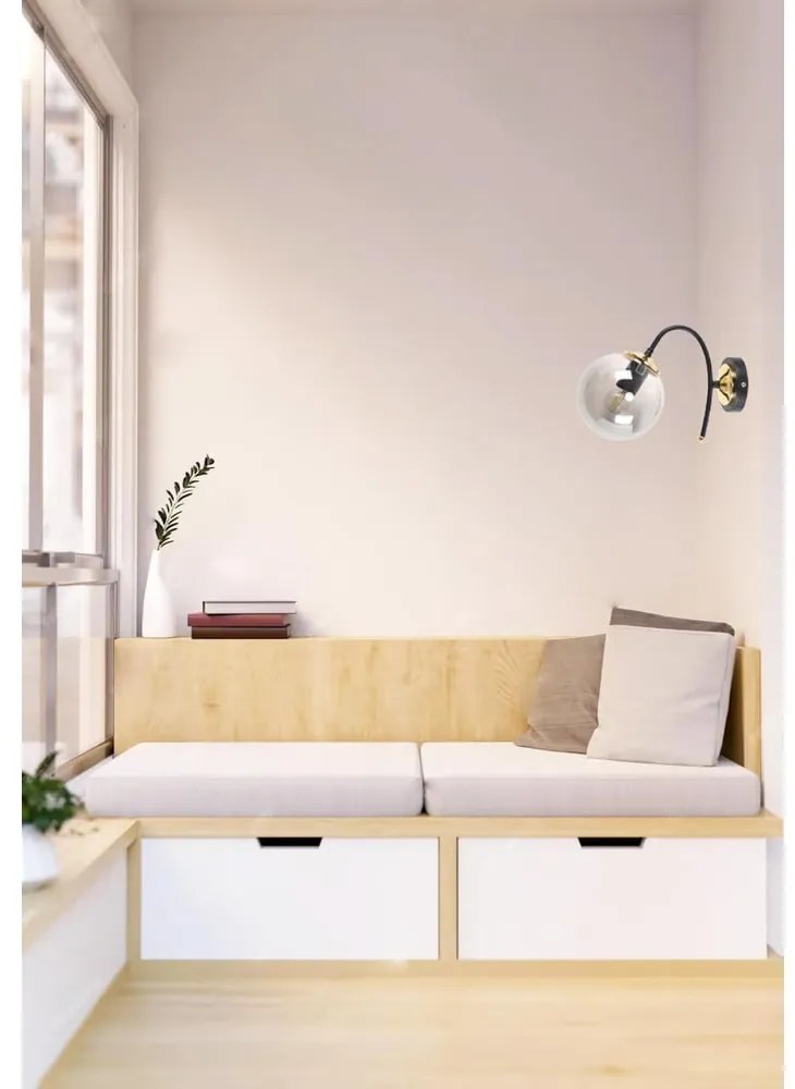 Aplică de perete negru-gri ø 15 cm Yoyo – Squid Lighting