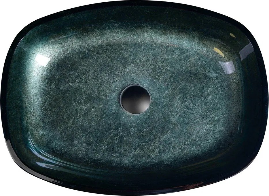 Chiuvetă culoare petrol din sticlă 54x39,5 cm Kvaore – Sapho