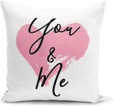Față de pernă cu amestec din bumbac Minimalist Cushion Covers You & Me Heart, 45 x 45 cm