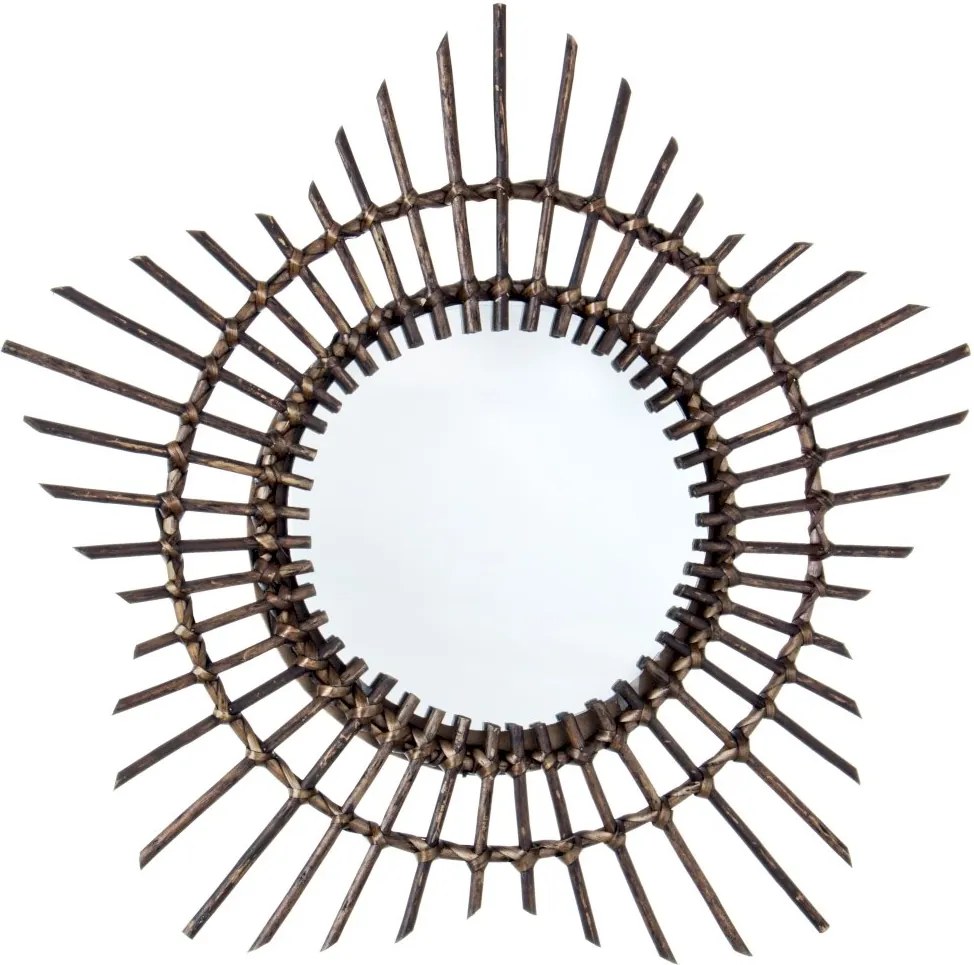 Oglinda decorativa de perete rama bambus maro Ø 55 cm