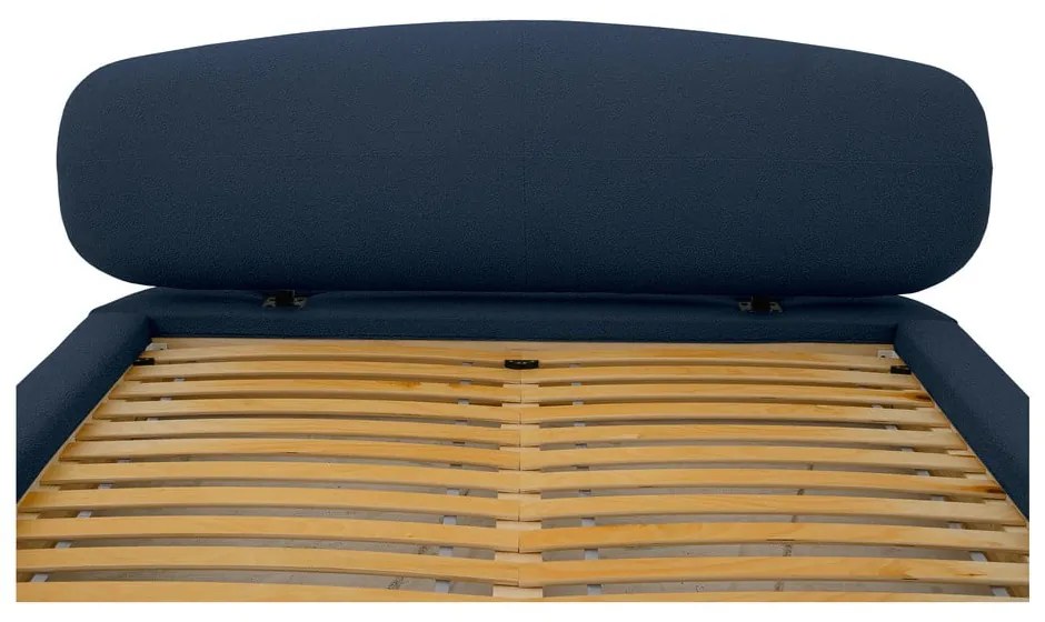 Pat matrimonial albastru închis tapițat cu somieră 180x200 cm Odette – Scandic