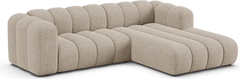 Colțar bej cu tapițerie din chenille (cu colț pe partea dreaptă/cu șezlong) Lupine – Micadoni