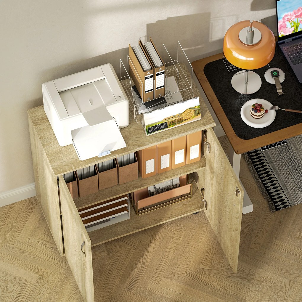 Vinsetto Dulap pentru documente cu încuietoare, 2 uși și raft intern, 80x40x80 cm, culoare stejar | Aosom Romania