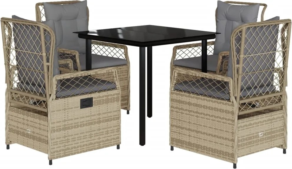 vidaXL Set mobilier de grădină cu perne, 5 piese, bej, poliratan