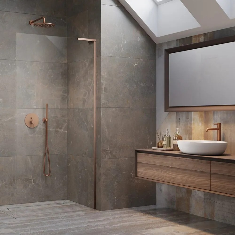 Paravan de dus tip Walk-in Radaway Modo SL II cupru periat-transparent 80 cm sticla securizata 8 mm dreapta