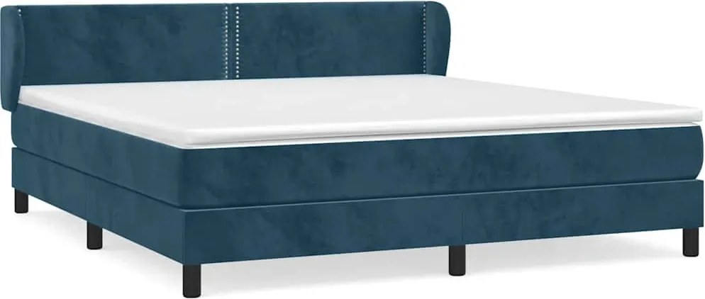 vidaXL Pat box spring cu saltea, albastru închis, 160x200 cm, catifea