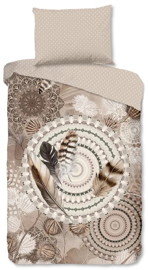 Lenjerie de pat maro din flanelă pentru pat de o persoană 140x200 cm Ringhda – HIP