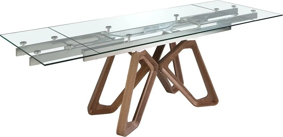 Masa extensibila deosebita design LUX Walnut-Glass 160-240x90cm
