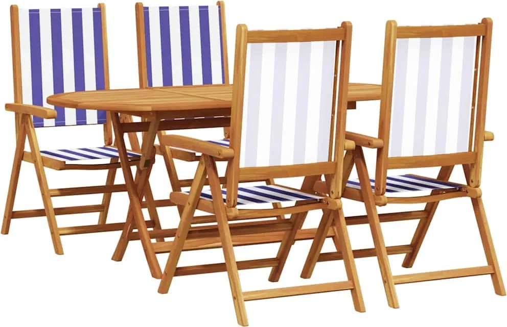 vidaXL Set de masă pentru grădină 5 pcs Albastru și Alb