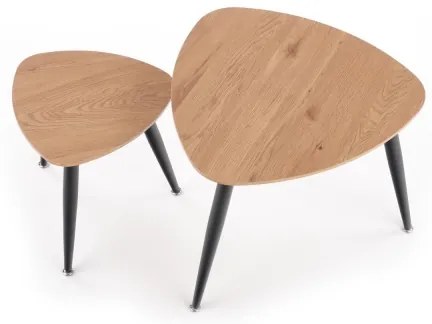 SET 2x măsuță laterală NICEA d. 40/60 cm stejar auriu/negru