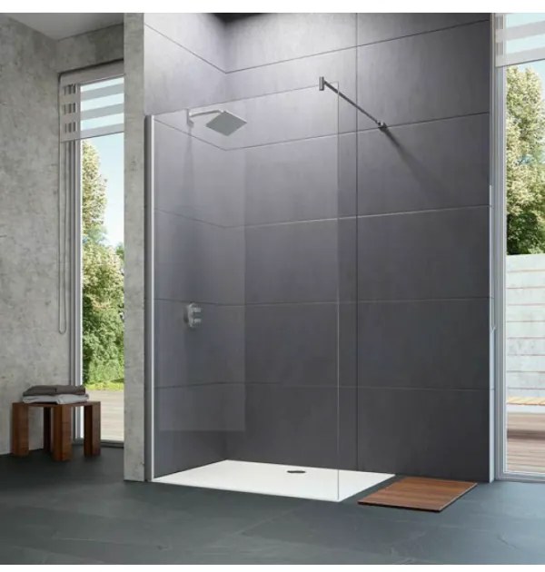 Cabina de dus Walk-in 100cm, Huppe Design Pure, argintiu mat, 8P1127.087.321