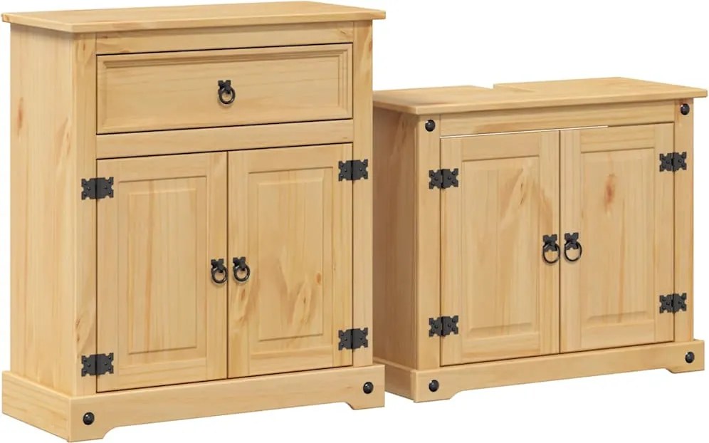 vidaXL Set mobilier de baie „Corona”, 2 piese, lemn masiv de pin