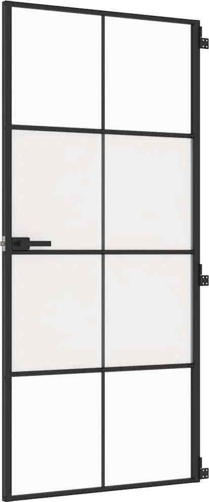 vidaXL Ușă de interior negru 93x201,5 cm sticlă securiz./aluminiu slim