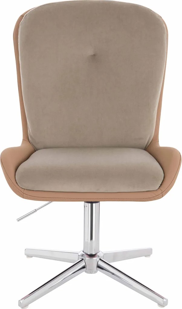 HR690CROSS Scaun Velvet&amp;soft Piele Pu Latte/Carmel Bază Cromata