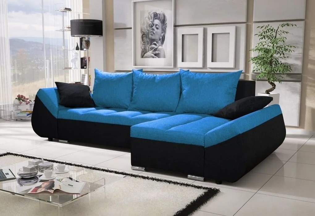 Supermobel Colțar KORFU, 271x131, Microfibră, 46 roșu/04 negru