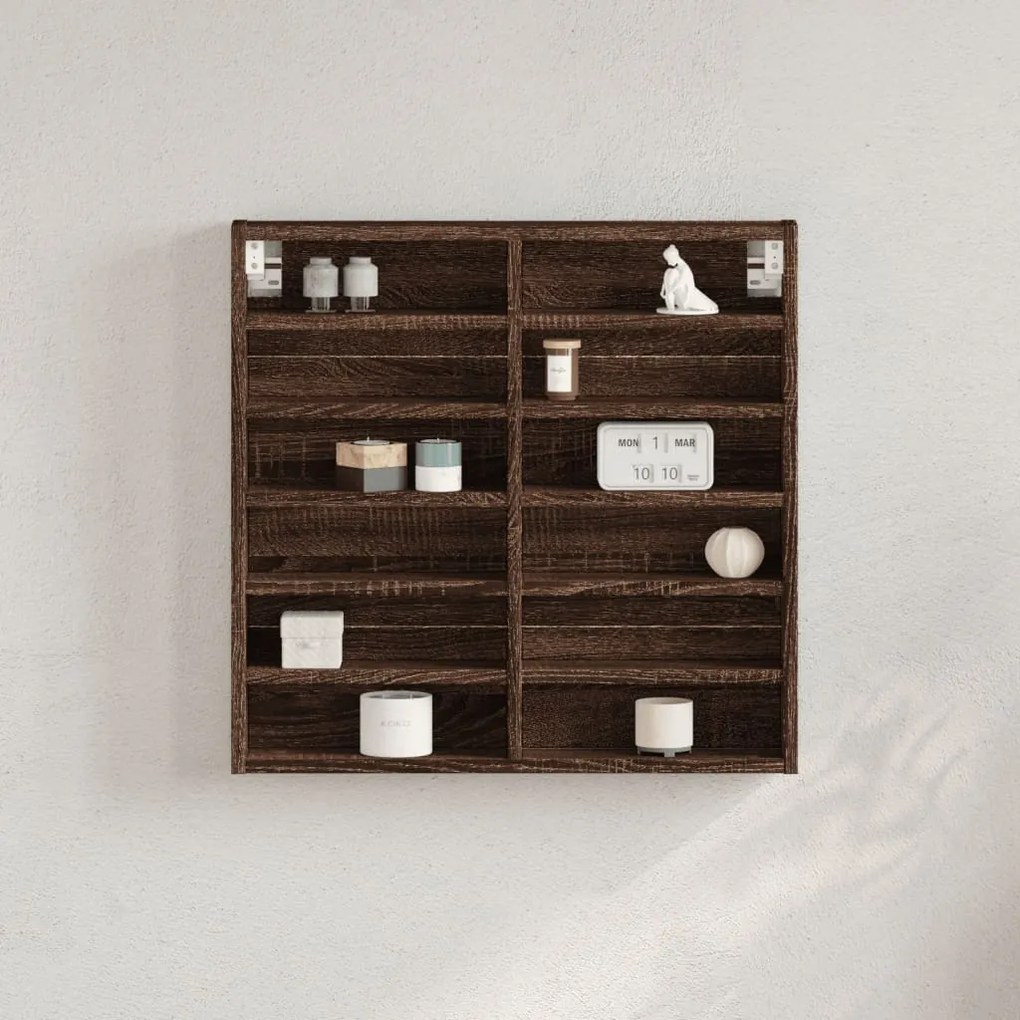 vidaXL Dulap cu vitrină, stejar maro, 60x8,5x58 cm, lemn prelucrat