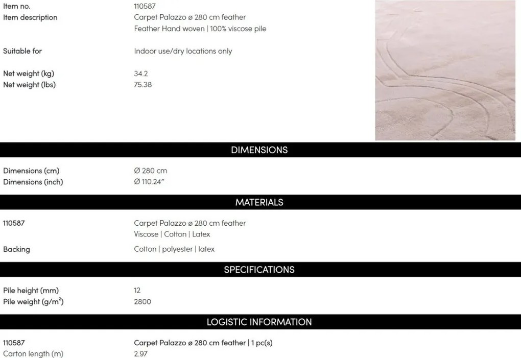 Covor rotund elegant design LUX, Palazzo 280cm