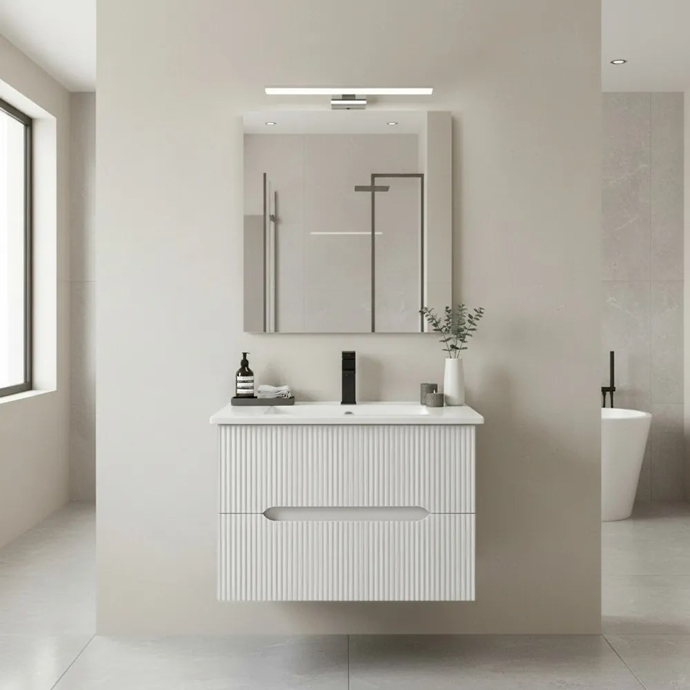 Trent 60 dulap de baie inferior cu chiuvetă ceramică 2 sertare, alb