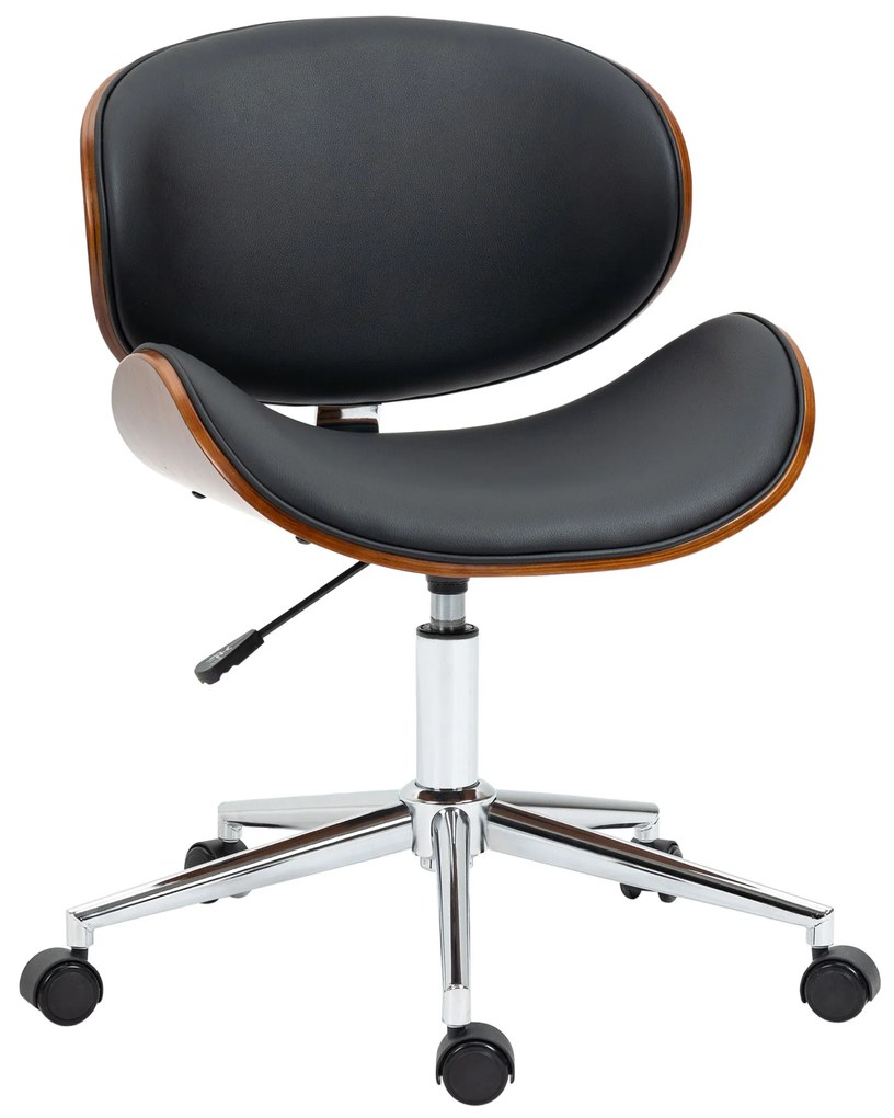 Vinsetto Scaun de birou design vintage înălțime reglabilă pivotant 360° lemn de plop înveliș sintetic 53 x 53 x 77-87 cm | Aosom Romania