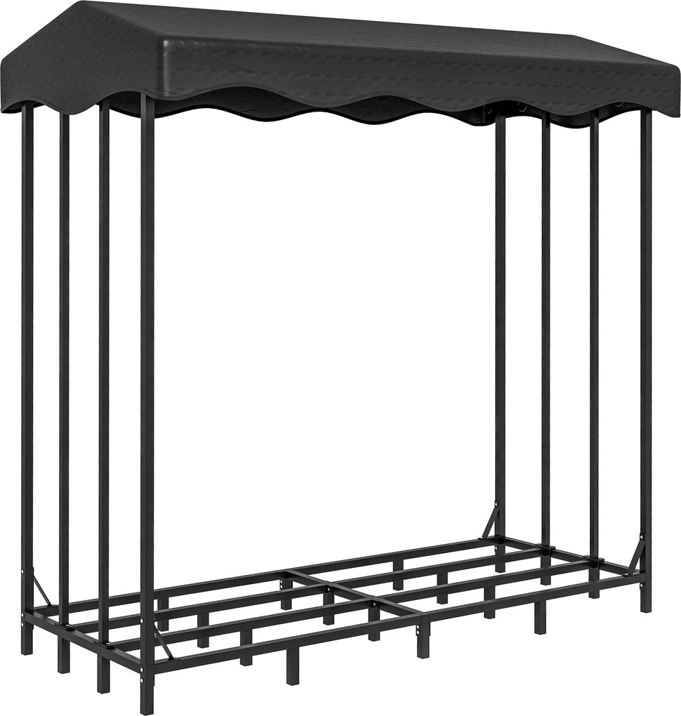 Outsunny Suport pentru Lemne de Exterior cu Acoperire, Suport Metalic Ranforsat pentru Lemne, 185x90x185 cm, Negru | Aosom Romania