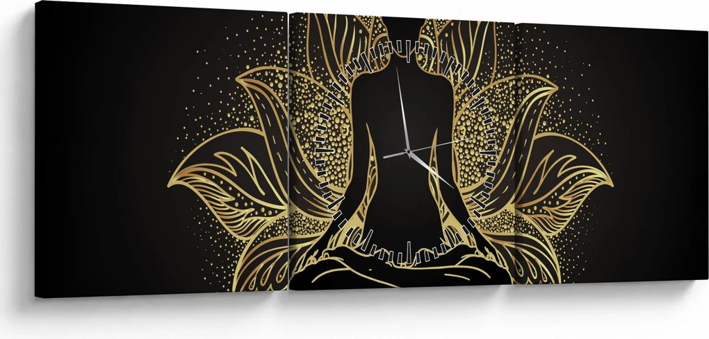 Tablou - Silueta într-o floare de lotus (cu ceas) (90x30 cm)