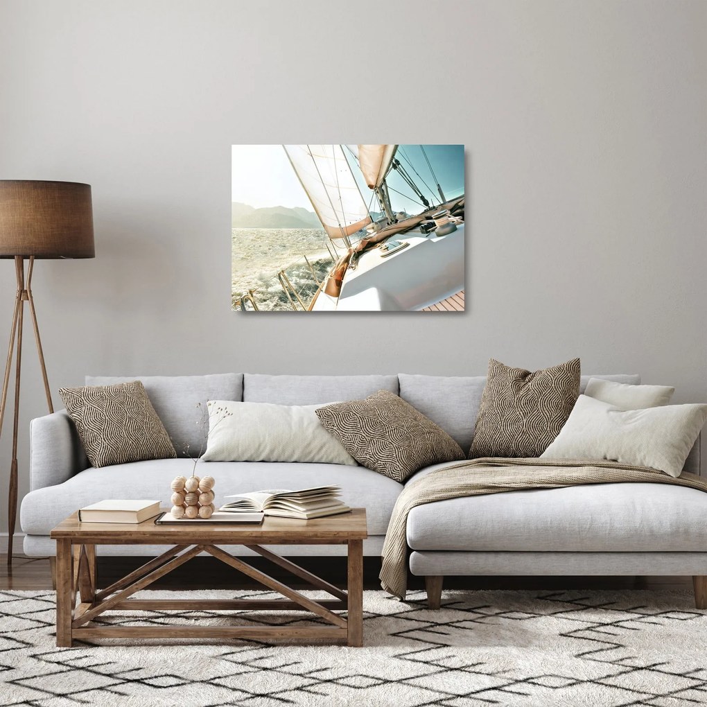 Tablou pe sticlă - Yacht (70x50 cm)